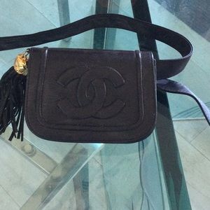 Black Leather belt bag